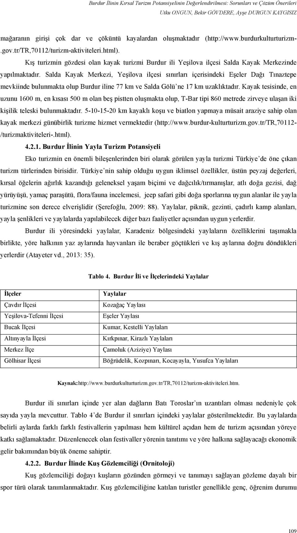 Salda Kayak Merkezi, Yeşilova ilçesi sınırları içerisindeki Eşeler Dağı Tınaztepe mevkiinde bulunmakta olup Burdur iline 77 km ve Salda Gölü ne 17 km uzaklıktadır.