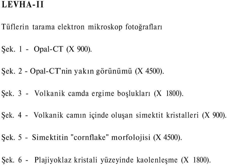 Şek. 4 - Volkanik camın içinde oluşan simektit kristalleri (X 900). Şek.