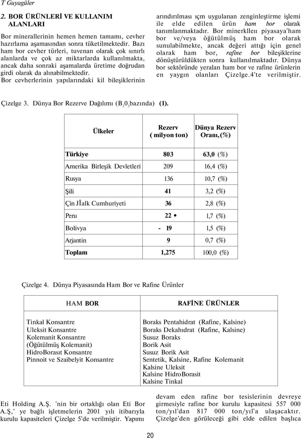 Bor cevherlerinin yapılarındaki kil bileşiklerinin arındırılması ıçm uygulanan zenginleştirme işlemi ile elde edilen ürün ham bor olarak tanımlanmaktadır.