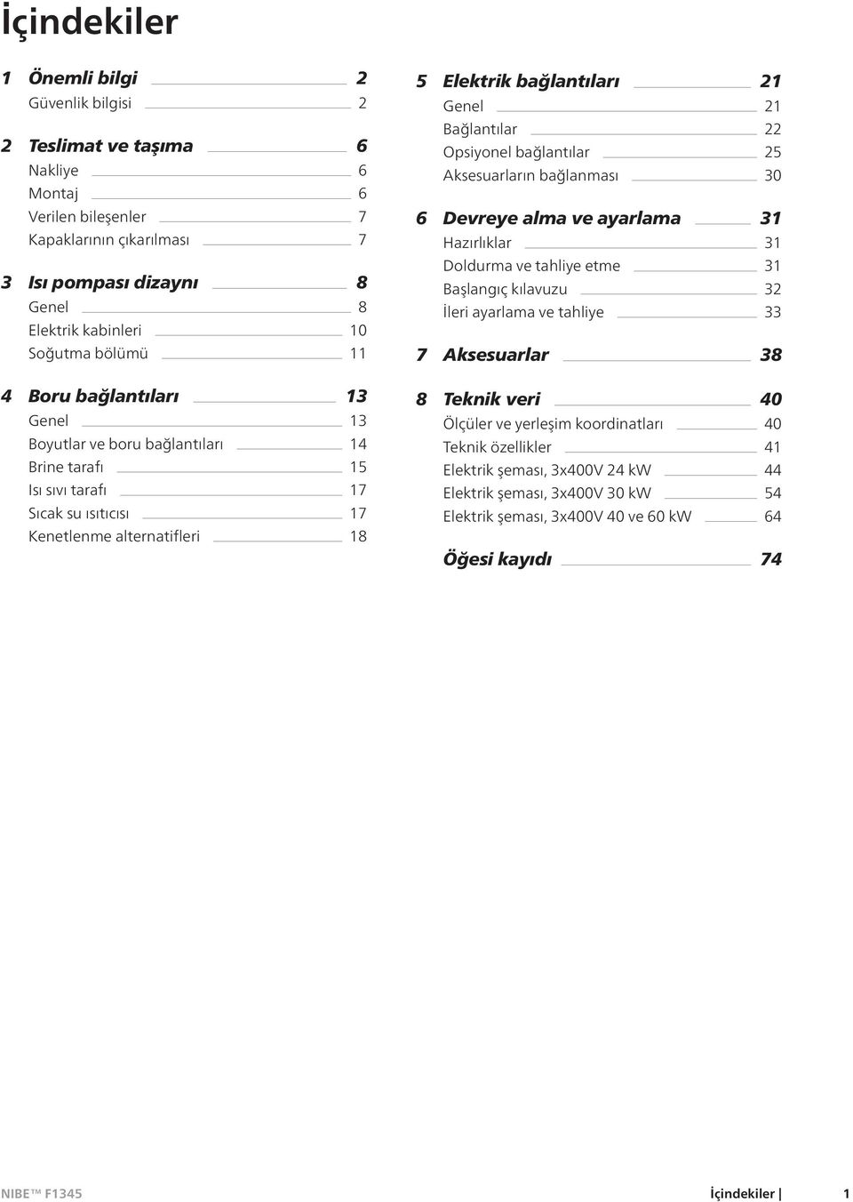 Bağlantılar 22 Opsiyonel bağlantılar 25 Aksesuarların bağlanması 30 6 Devreye alma ve ayarlama 31 Hazırlıklar 31 Doldurma ve tahliye etme 31 Başlangıç kılavuzu 32 İleri ayarlama ve tahliye 33 7