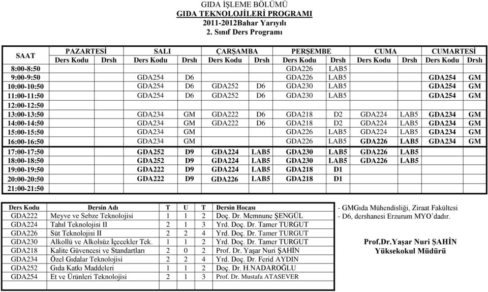 13:00-13:50 GDA234 GM GDA222 D6 GDA218 D2 GDA224 LAB5 GDA234 GM 14:00-14:50 GDA234 GM GDA222 D6 GDA218 D2 GDA224 LAB5 GDA234 GM 15:00-15:50 GDA234 GM GDA226 LAB5 GDA224 LAB5 GDA234 GM 16:00-16:50