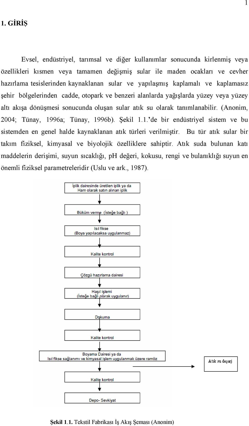 tanımlanabilir. (Anonim, 2004; Tünay, 1996a; Tünay, 1996b). Şekil 1.1. de bir endüstriyel sistem ve bu sistemden en genel halde kaynaklanan atık türleri verilmiştir.