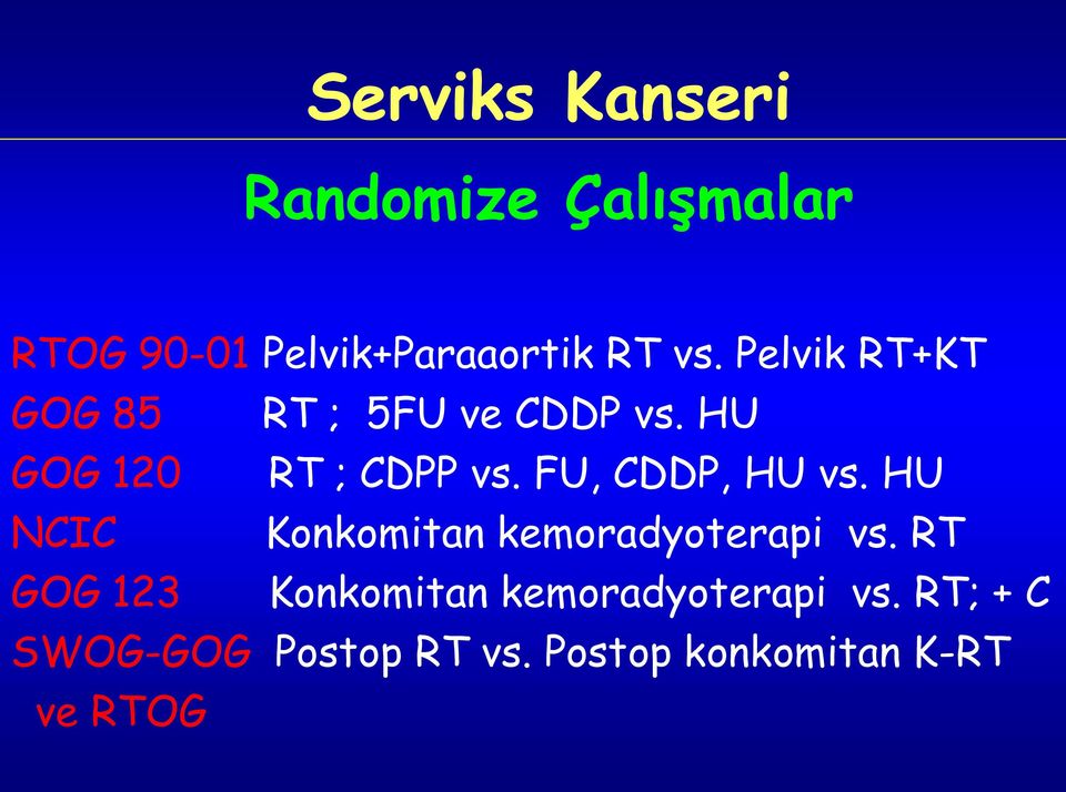 FU, CDDP, HU vs. HU NCIC Konkomitan kemoradyoterapi vs.