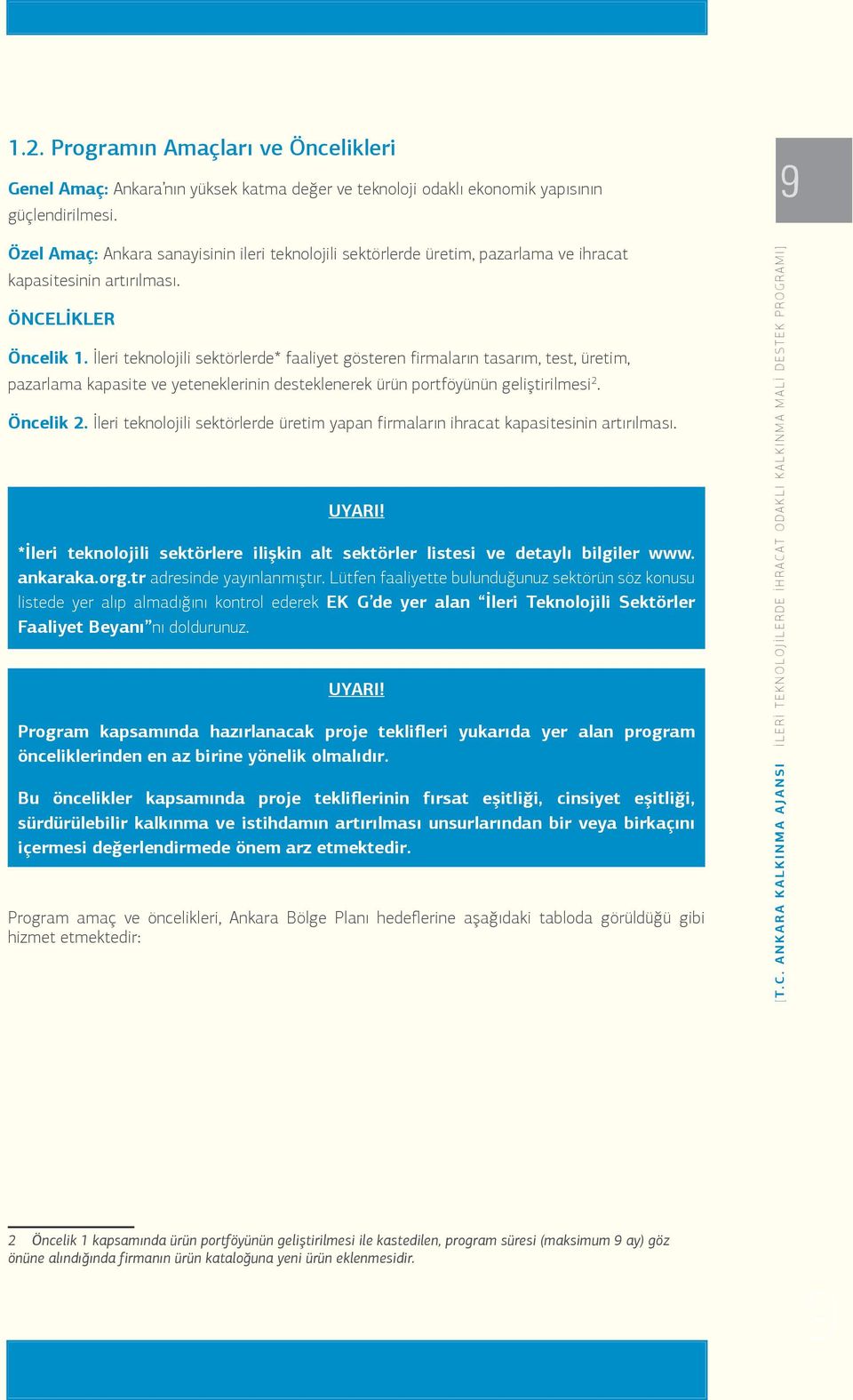 İleri teknolojili sektörlerde* faaliyet gösteren firmaların tasarım, test, üretim, pazarlama kapasite ve yeteneklerinin desteklenerek ürün portföyünün geliştirilmesi 2. Öncelik 2.