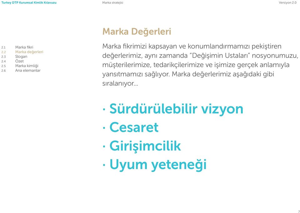 Değişimin Ustaları nosyonumuzu, müşterilerimize, tedarikçilerimize ve işimize gerçek anlamıyla yansıtmamızı