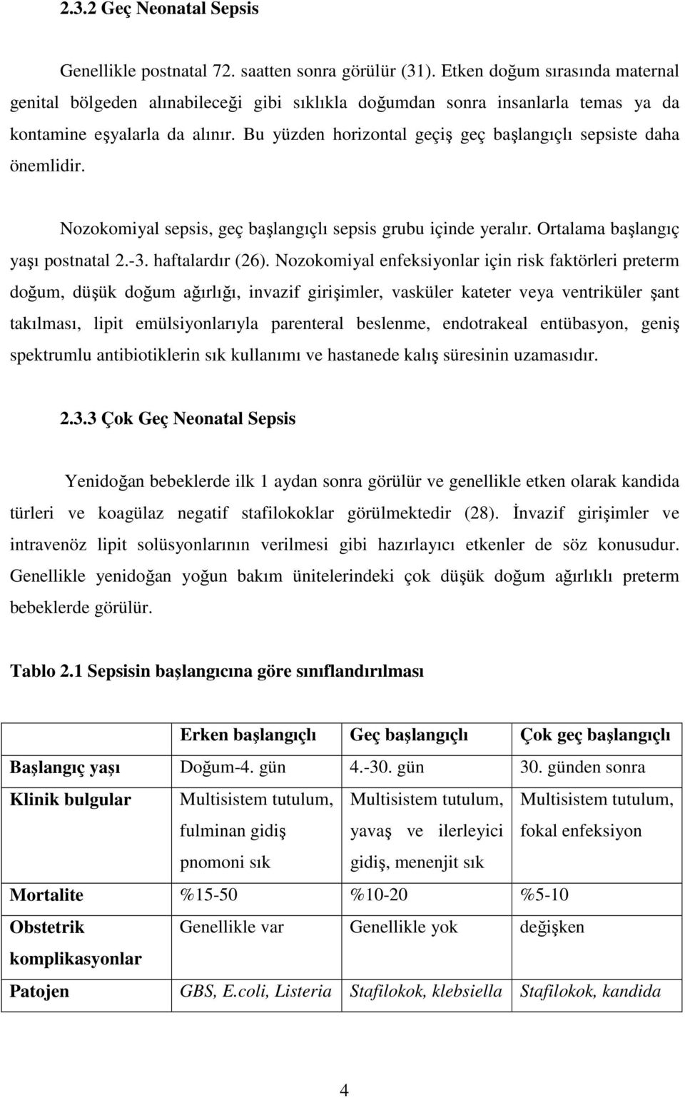 Bu yüzden horizontal geçiş geç başlangıçlı sepsiste daha önemlidir. Nozokomiyal sepsis, geç başlangıçlı sepsis grubu içinde yeralır. Ortalama başlangıç yaşı postnatal.-3. haftalardır (6).