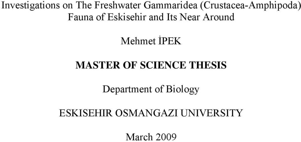 Near Around Mehmet İPEK MASTER OF SCIENCE THESIS