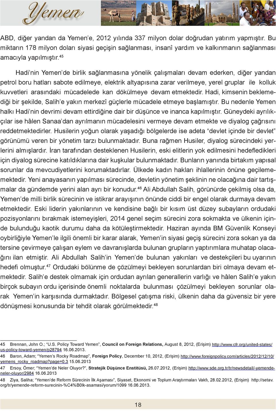 45 Hadi nin Yemen de birlik sağlanmasına yönelik çalışmaları devam ederken, diğer yandan petrol boru hatları sabote edilmeye, elektrik altyapısına zarar verilmeye, yerel gruplar ile kolluk kuvvetleri