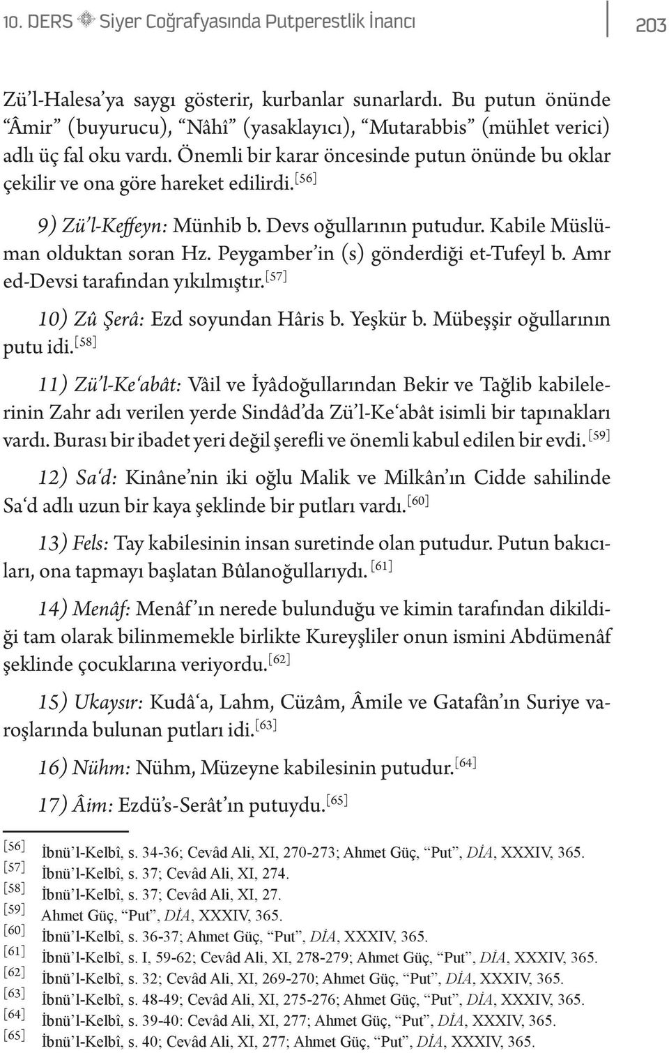 [56] 9) Zü l-keffeyn: Münhib b. Devs oğullarının putudur. Kabile Müslüman olduktan soran Hz. Peygamber in (s) gönderdiği et-tufeyl b. Amr ed-devsi tarafından yıkılmıştır.