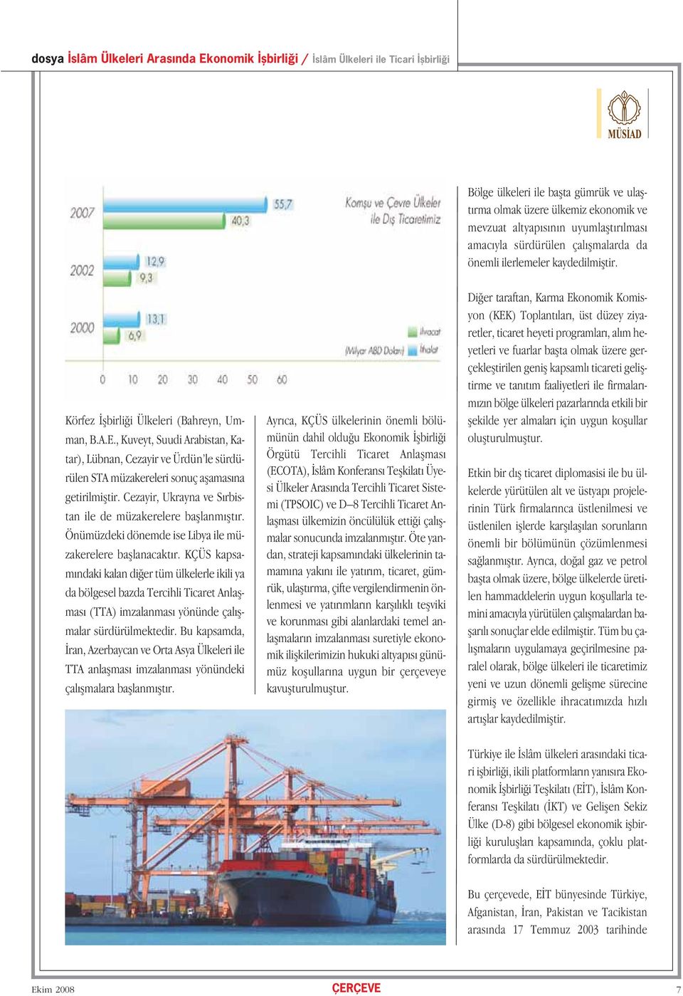 , Kuveyt, Suudi Arabistan, Katar), Lübnan, Cezayir ve Ürdün le sürdürülen STA müzakereleri sonuç aşamasına getirilmiştir. Cezayir, Ukrayna ve Sırbistan ile de müzakerelere başlanmıştır.