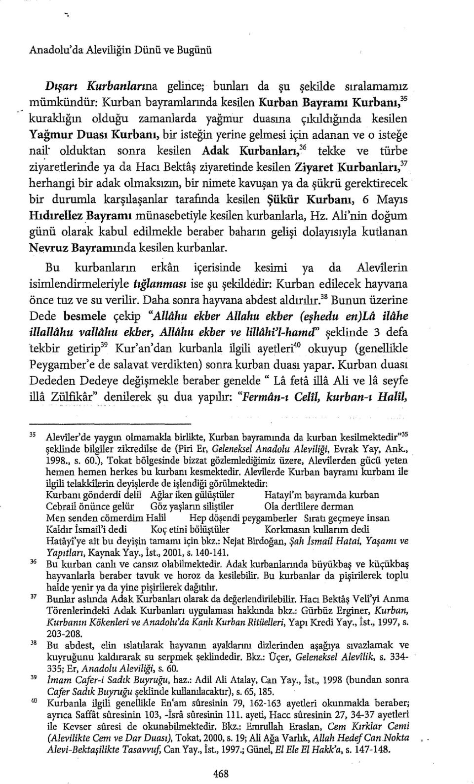 Bektaş ziyaretinde kesilen Ziyaret Kurbanları, 37 herhangi bir adak olmaksızın, bir nimete kavuşan ya da şükrü gerektirecek bir durumla karşılaşanlar tarafında kesilen Şükür Kurbanı, 6 Mayıs