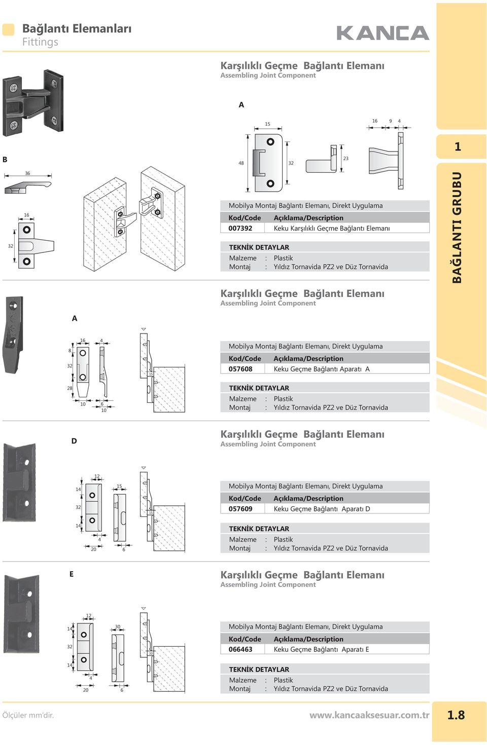 Aparatı A 28 0 6 0 D Karşılıklı Geçme Bağlantı Elemanı Assembling Joint Component 2 4 32 5 5 057609 Keku Geçme Bağlantı Aparatı D 4 4 6 E