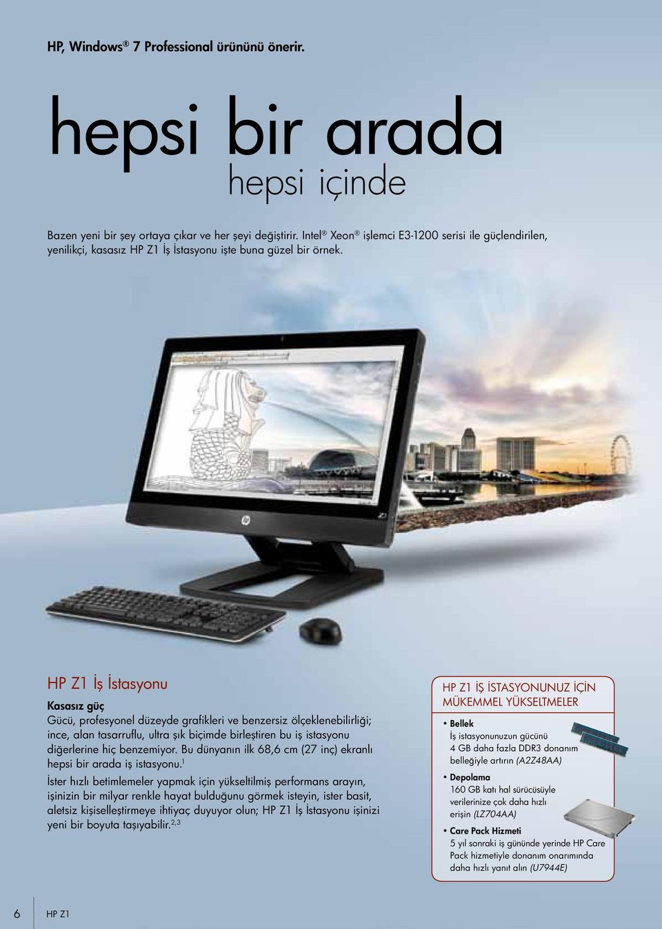 HP Z1 İş İstasyonu Kasasız güç Gücü, profesyonel düzeyde grafikleri ve benzersiz ölçeklenebilirliği; ince, alan tasarruflu, ultra şık biçimde birleştiren bu iş istasyonu diğerlerine hiç benzemiyor.