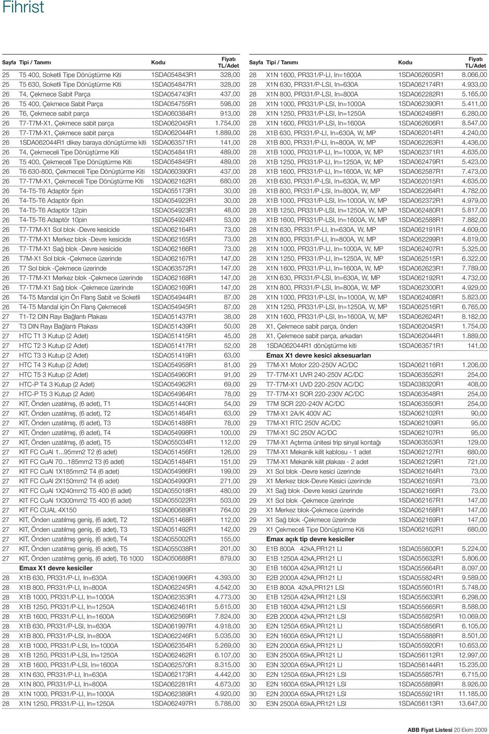 Çekmeceli Tipe Dönüştürme Kiti 2 T4-T5-T Adaptör 5pin 2 T4-T5-T Adaptör pin 2 T4-T5-T Adaptör 2pin 2 T4-T5-T Adaptör pin 2 T7-T7M-X Sol blok -Devre kesicide 2 T7-T7M-X Merkez blok -Devre kesicide 2