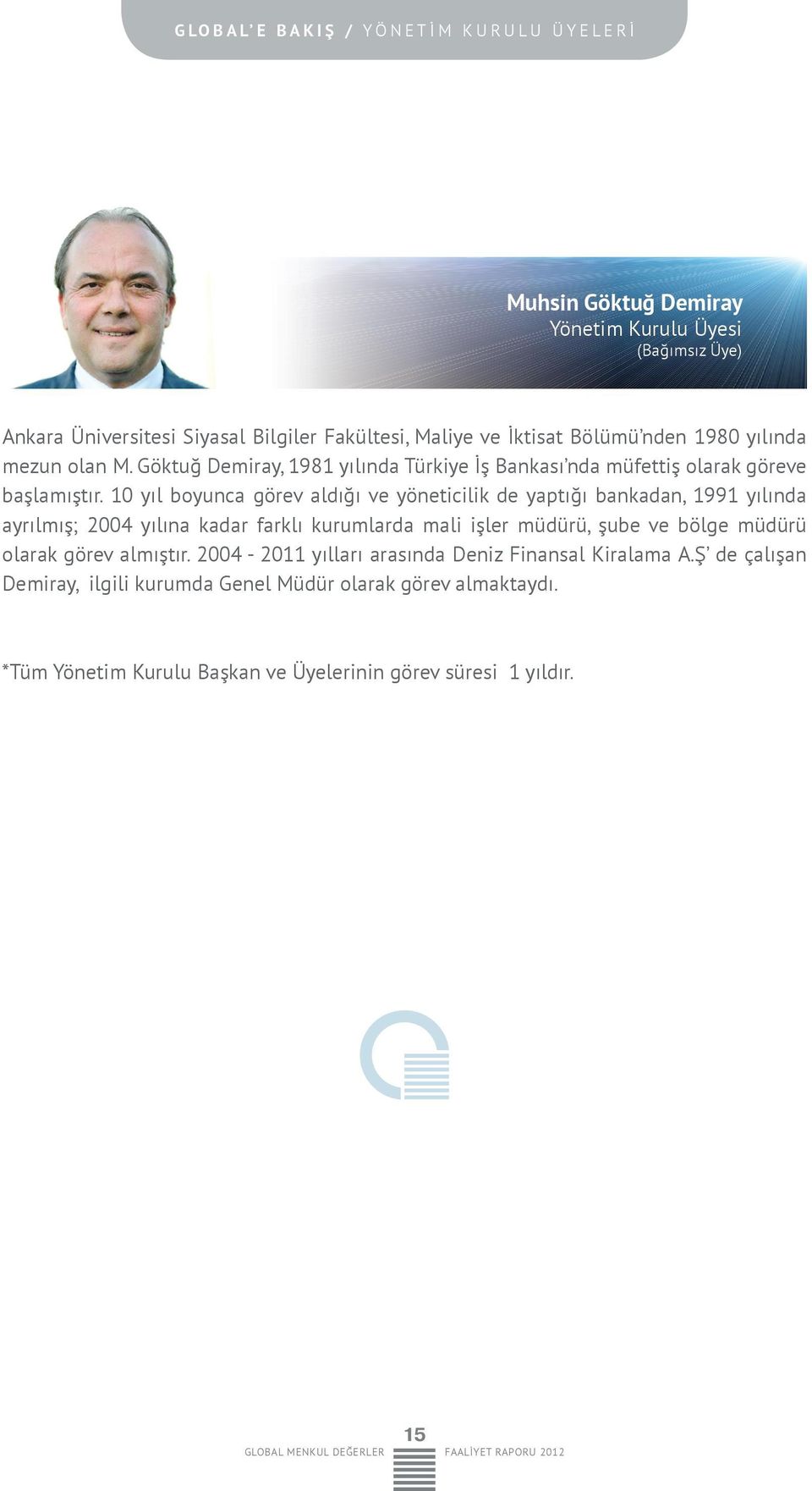 10 yıl boyunca görev aldığı ve yöneticilik de yaptığı bankadan, 1991 yılında ayrılmış; 2004 yılına kadar farklı kurumlarda mali işler müdürü, şube ve bölge müdürü olarak görev almıştır.