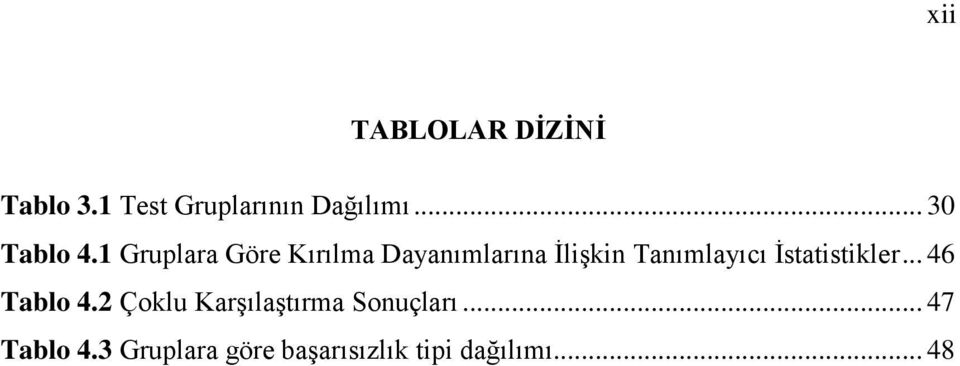 1 Gruplara Göre Kırılma Dayanımlarına İlişkin Tanımlayıcı