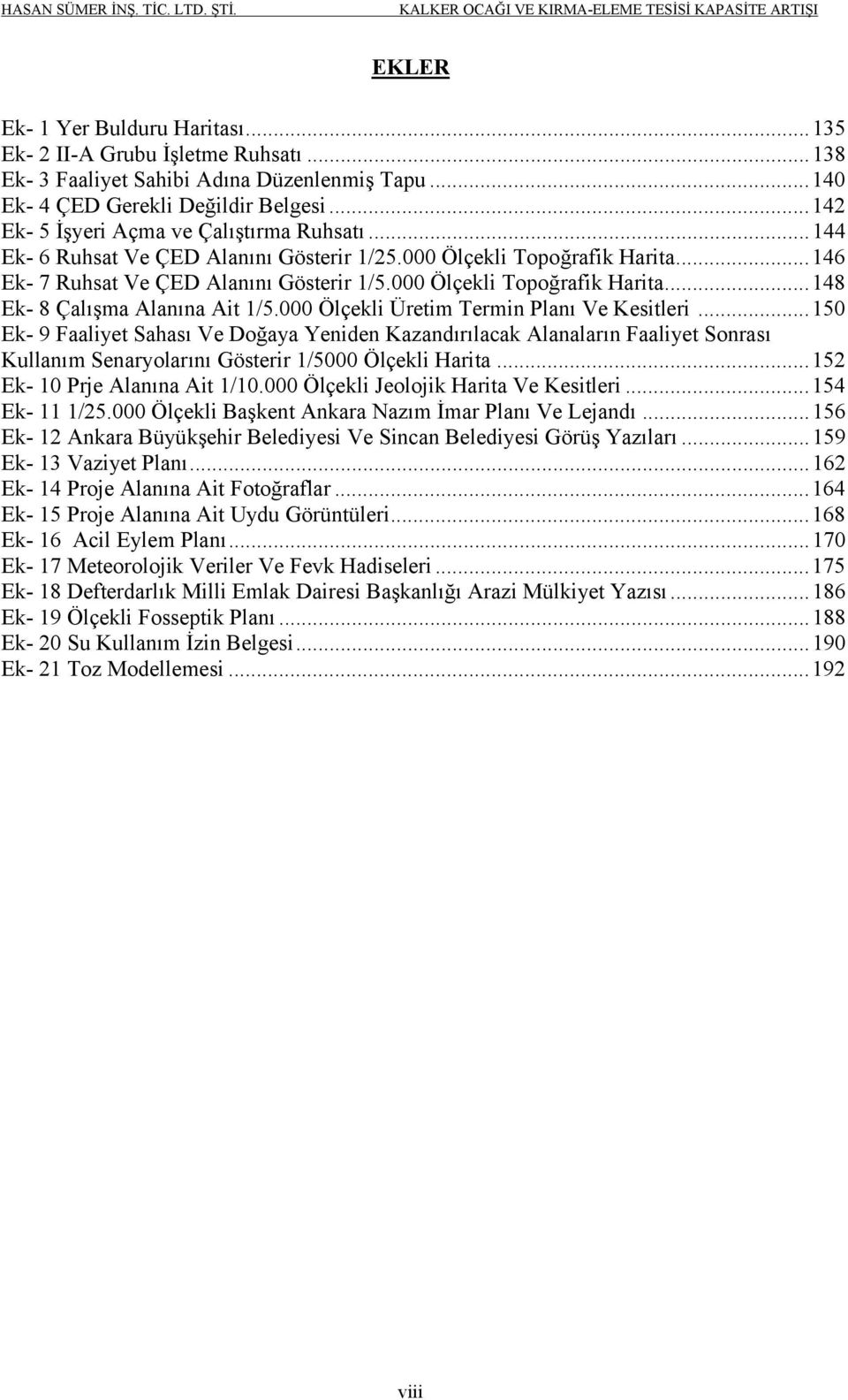 000 Ölçekli Topoğrafik Harita... 148 Ek- 8 Çalışma Alanına Ait 1/5.000 Ölçekli Üretim Termin Planı Ve Kesitleri.