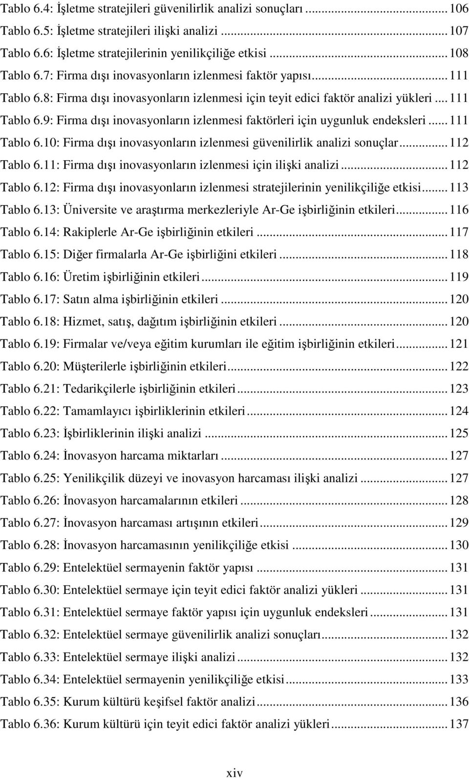 ..111 Tablo 6.10: Firma dışı inovasyonların izlenmesi güvenilirlik analizi sonuçlar...112 Tablo 6.11: Firma dışı inovasyonların izlenmesi için ilişki analizi...112 Tablo 6.12: Firma dışı inovasyonların izlenmesi stratejilerinin yenilikçiliğe etkisi.