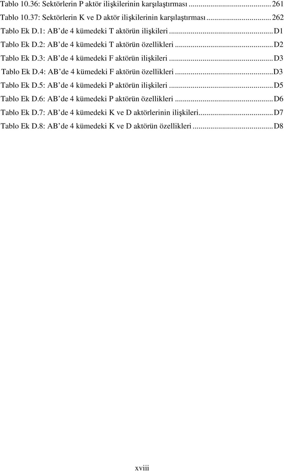 ..d3 Tablo Ek D.4: AB de 4 kümedeki F aktörün özellikleri...d3 Tablo Ek D.5: AB de 4 kümedeki P aktörün ilişkileri...d5 Tablo Ek D.