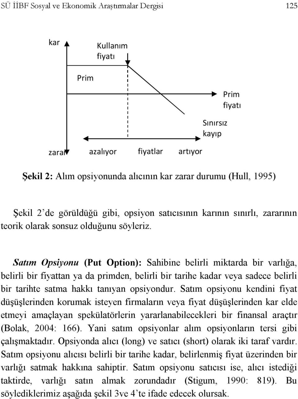 Satım Opsiyonu (Put Option): Sahibine belirli miktarda bir varlığa, belirli bir fiyattan ya da primden, belirli bir tarihe kadar veya sadece belirli bir tarihte satma hakkı tanıyan opsiyondur.