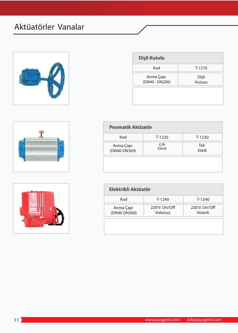 Çift Etkili Tek Etkili T-1240 T-1240 (DN40-DN300) 220 V.