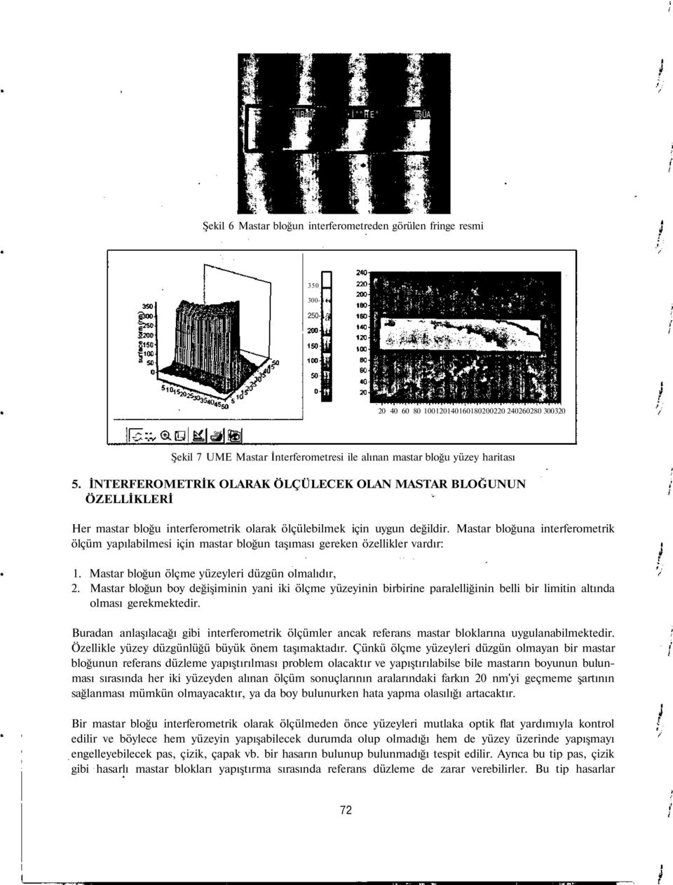 Mastar bloğuna interferometrik ölçüm yapılabilmesi için mastar bloğun taşıması gereken özellikler vardır: 1. Mastar bloğun ölçme yüzeyleri düzgün olmalıdır, 2.