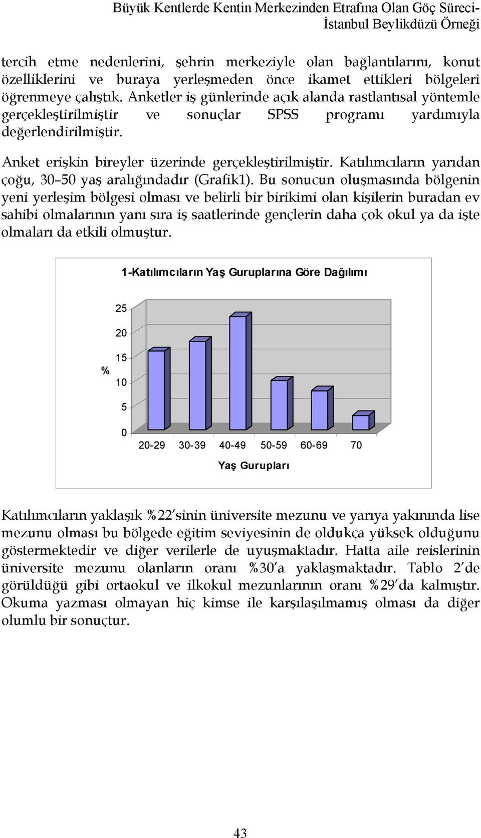 Anket erişkin bireyler üzerinde gerçekleştirilmiştir. Katılımcıların yarıdan çoğu, 30 50 yaş aralığındadır (Grafik1).