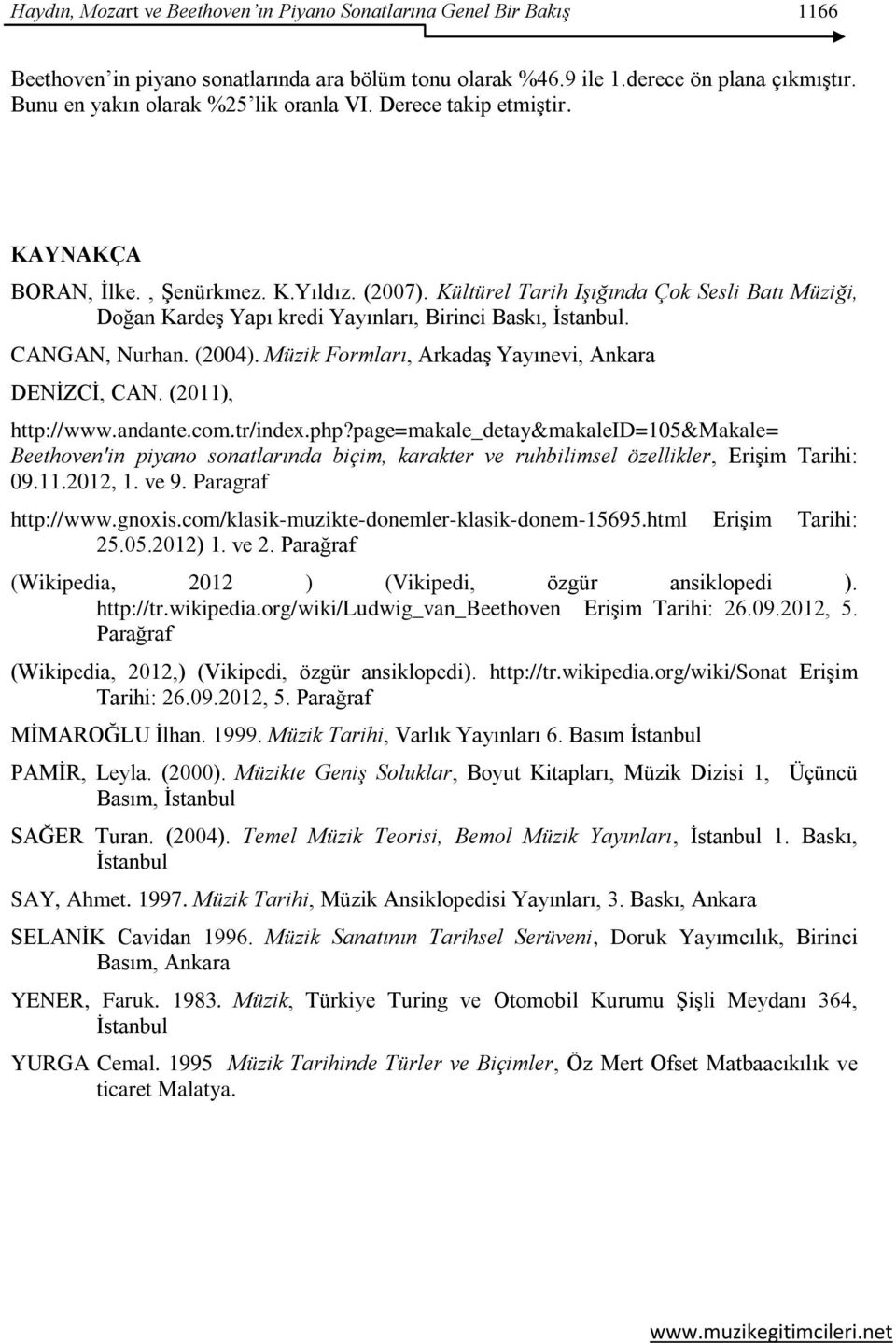 Kültürel Tarih Işığında Çok Sesli Batı Müziği, Doğan KardeĢ Yapı kredi Yayınları, Birinci Baskı, Ġstanbul. CANGAN, Nurhan. (2004). Müzik Formları, ArkadaĢ Yayınevi, Ankara DENĠZCĠ, CAN.