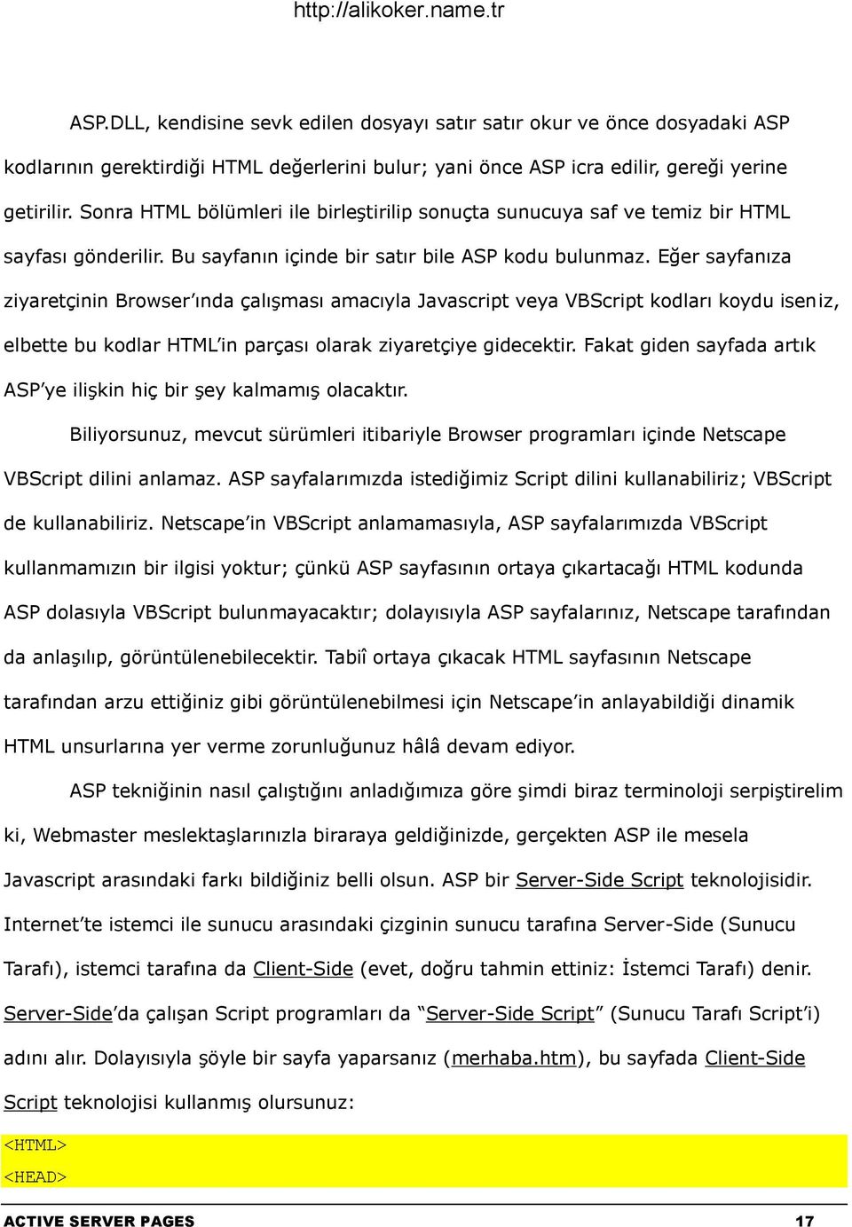 Eğer sayfanıza ziyaretçinin Browser ında çalışması amacıyla Javascript veya VBScript kodları koydu iseniz, elbette bu kodlar HTML in parçası olarak ziyaretçiye gidecektir.