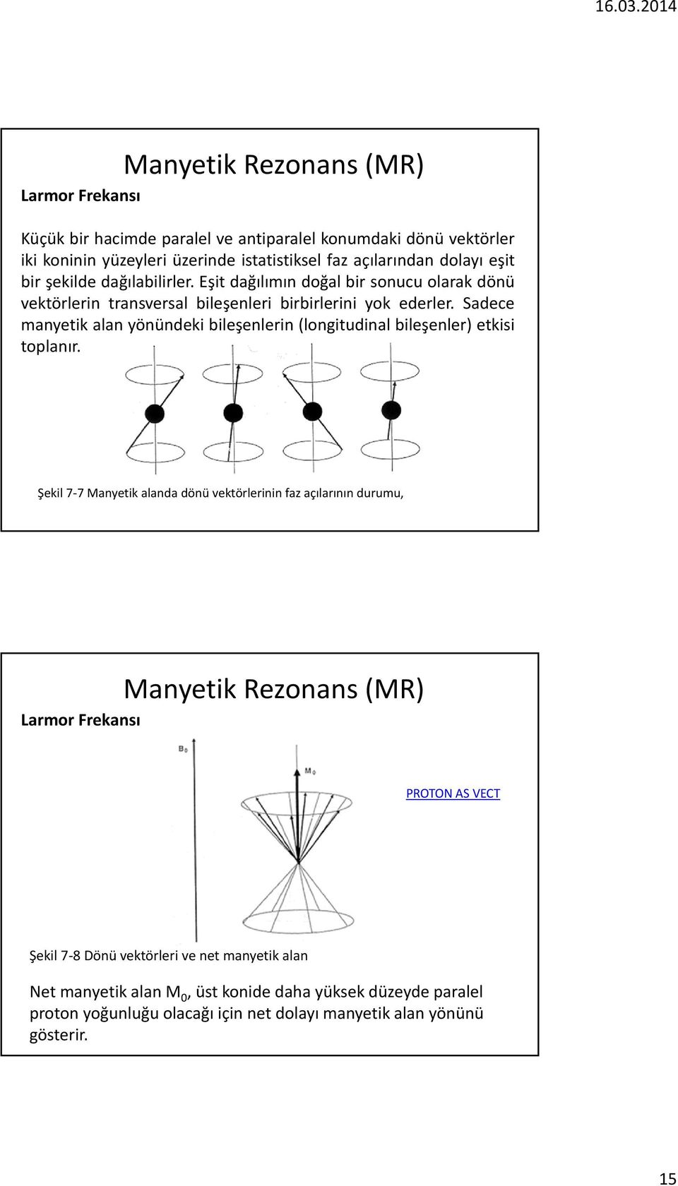 Sadece manyetik alan yönündeki bileşenlerin (longitudinal bileşenler) etkisi toplanır.