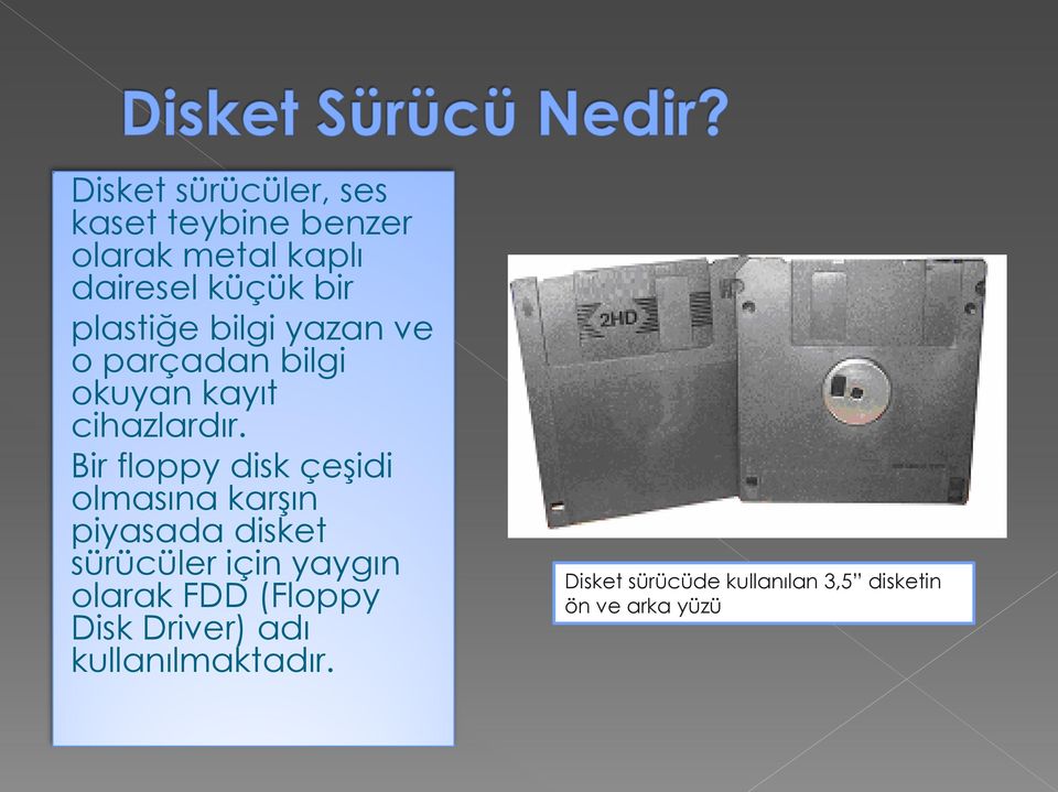 Bir floppy disk çeşidi olmasına karşın piyasada disket sürücüler için yaygın olarak