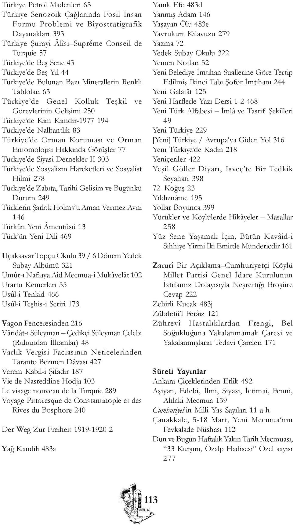 Türkiye de Orman Korumasý ve Orman Entomolojisi Hakkýnda Görüþler 77 Türkiye de Siyasi Dernekler II 303 Türkiye de Sosyalizm Hareketleri ve Sosyalist Hilmi 278 Türkiye de Zabýta, Tarihi Geliþim ve