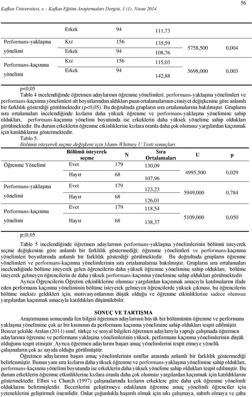 farklılık gösterdiği görülmektedir (p<0,05). Bu doğrultuda grupların sıra ortalamalarına bakılmıştır.