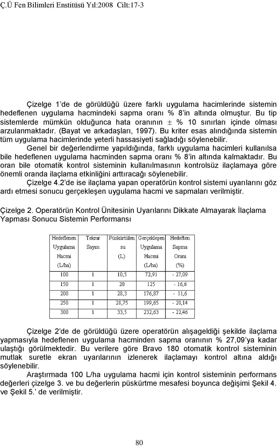 Bu kriter esas alındığında sistemin tüm uygulama hacimlerinde yeterli hassasiyeti sağladığı söylenebilir.