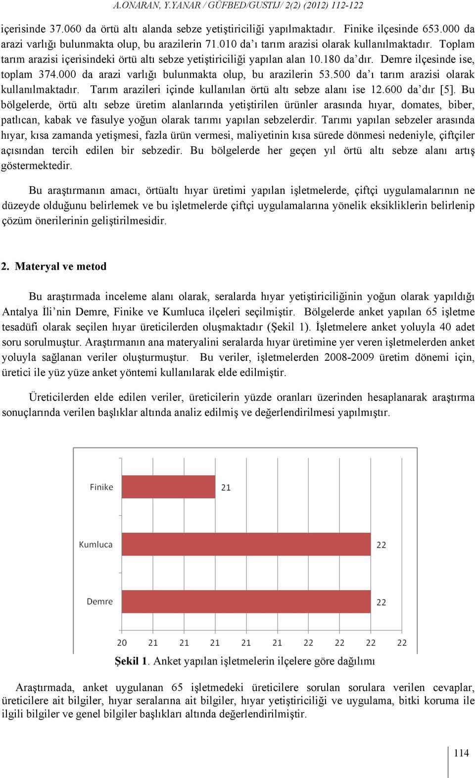 500 da ı tarım arazisi olarak kullanılmaktadır. Tarım arazileri içinde kullanılan örtü altı sebze alanı ise 12.600 da dır [5].