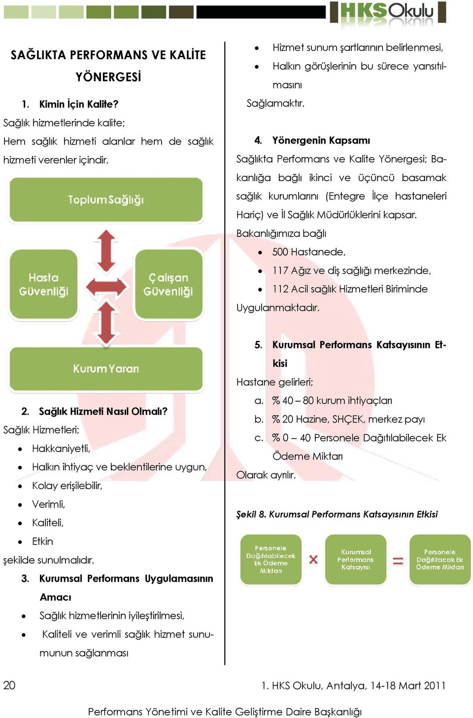 Yönergenin Kapsamı Sağlıkta Performans ve Kalite Yönergesi; Bakanlığa bağlı ikinci ve üçüncü basamak sağlık kurumlarını (Entegre İlçe hastaneleri Hariç) ve İl Sağlık Müdürlüklerini kapsar.