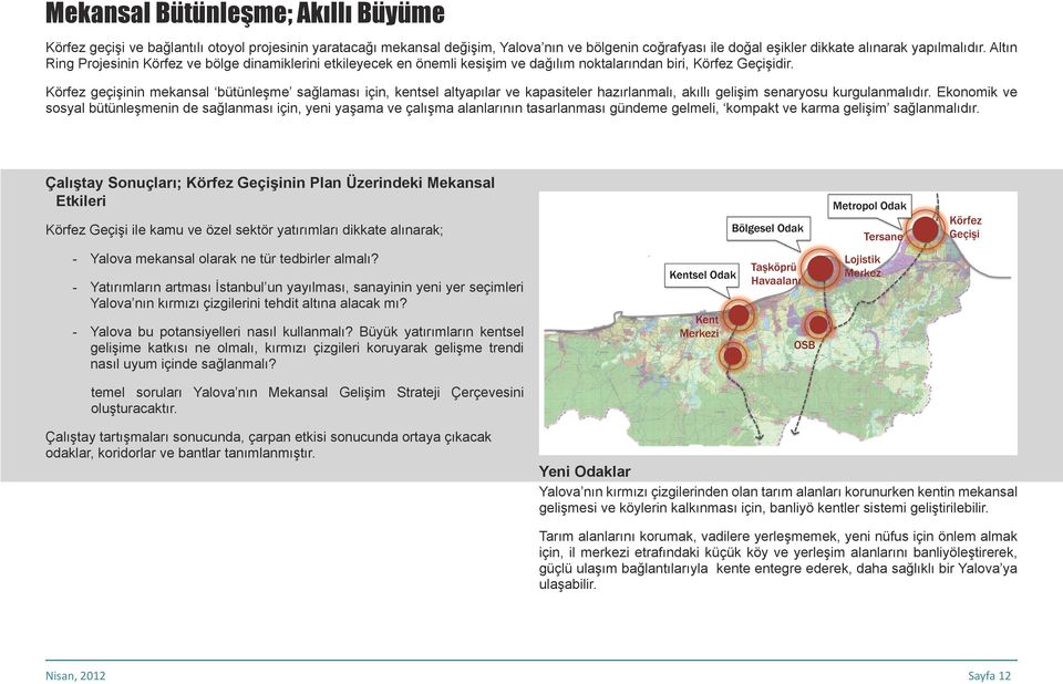 Körfez geçişinin mekansal bütünleşme sağlaması için, kentsel altyapılar ve kapasiteler hazırlanmalı, akıllı gelişim senaryosu kurgulanmalıdır.