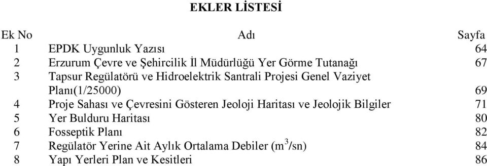 Proje Sahası ve Çevresini Gösteren Jeoloji Haritası ve Jeolojik Bilgiler 71 5 Yer Bulduru Haritası 80 6