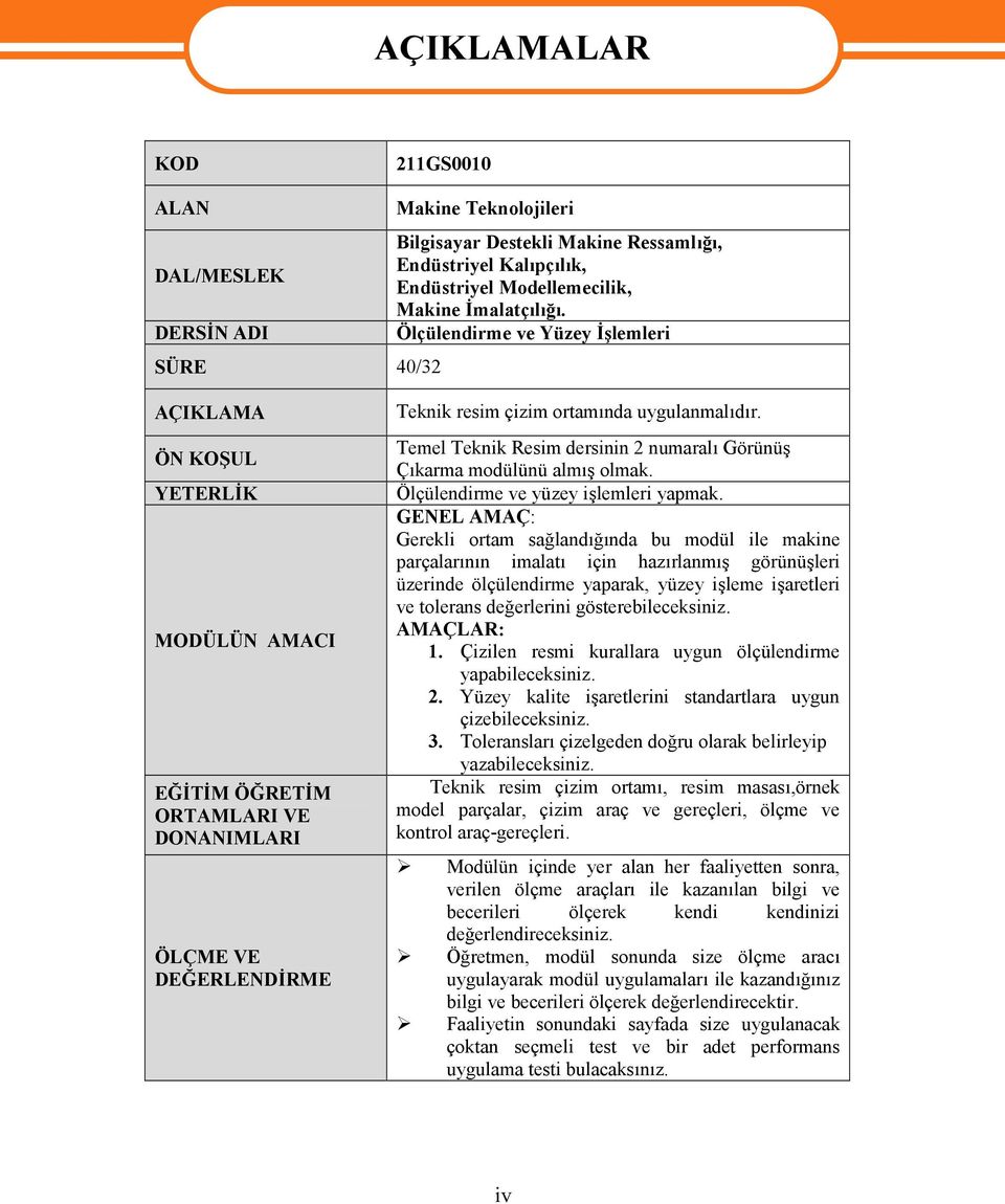 Temel Teknik Resim dersinin 2 numaralı Görünüş Çıkarma modülünü almış olmak. Ölçülendirme ve yüzey işlemleri yapmak.