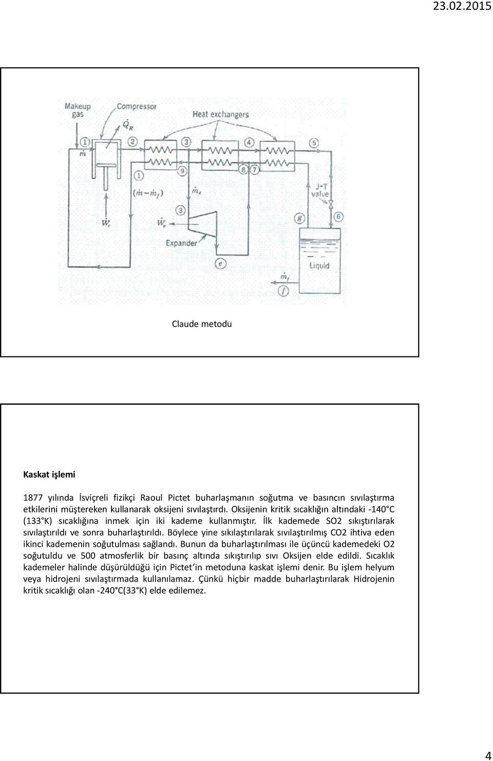 Böylece yine sıkılaştırılarak sıvılaştırılmış CO2 ihtiva eden ikinci kademenin soğutulması sağlandı.