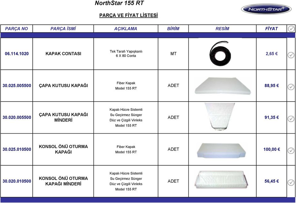 005500 ÇAPA KUTUSU KAPAĞI MİNDERİ Kapalı Hücre Sistemli Su Geçirmez Sünger Düz ve Çizgili Vinleks ADET