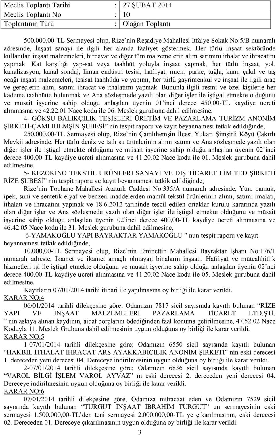 Kat karşılığı yap-sat veya taahhüt yoluyla inşaat yapmak, her türlü inşaat, yol, kanalizasyon, kanal sondaj, liman endüstri tesisi, hafriyat, mıcır, parke, tuğla, kum, çakıl ve taş ocağı inşaat