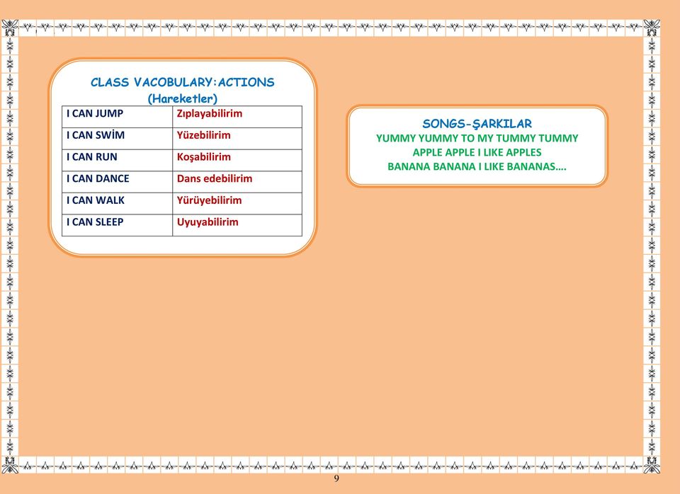 SONGS-ŞARKILAR YUMMY YUMMY TO MY TUMMY TUMMY APPLE APPLE I LIKE APPLES