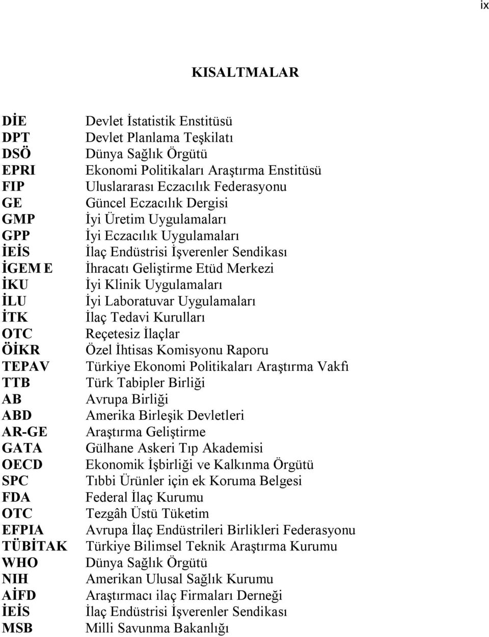 Endüstrisi İşverenler Sendikası İhracatı Geliştirme Etüd Merkezi İyi Klinik Uygulamaları İyi Laboratuvar Uygulamaları İlaç Tedavi Kurulları Reçetesiz İlaçlar Özel İhtisas Komisyonu Raporu Türkiye