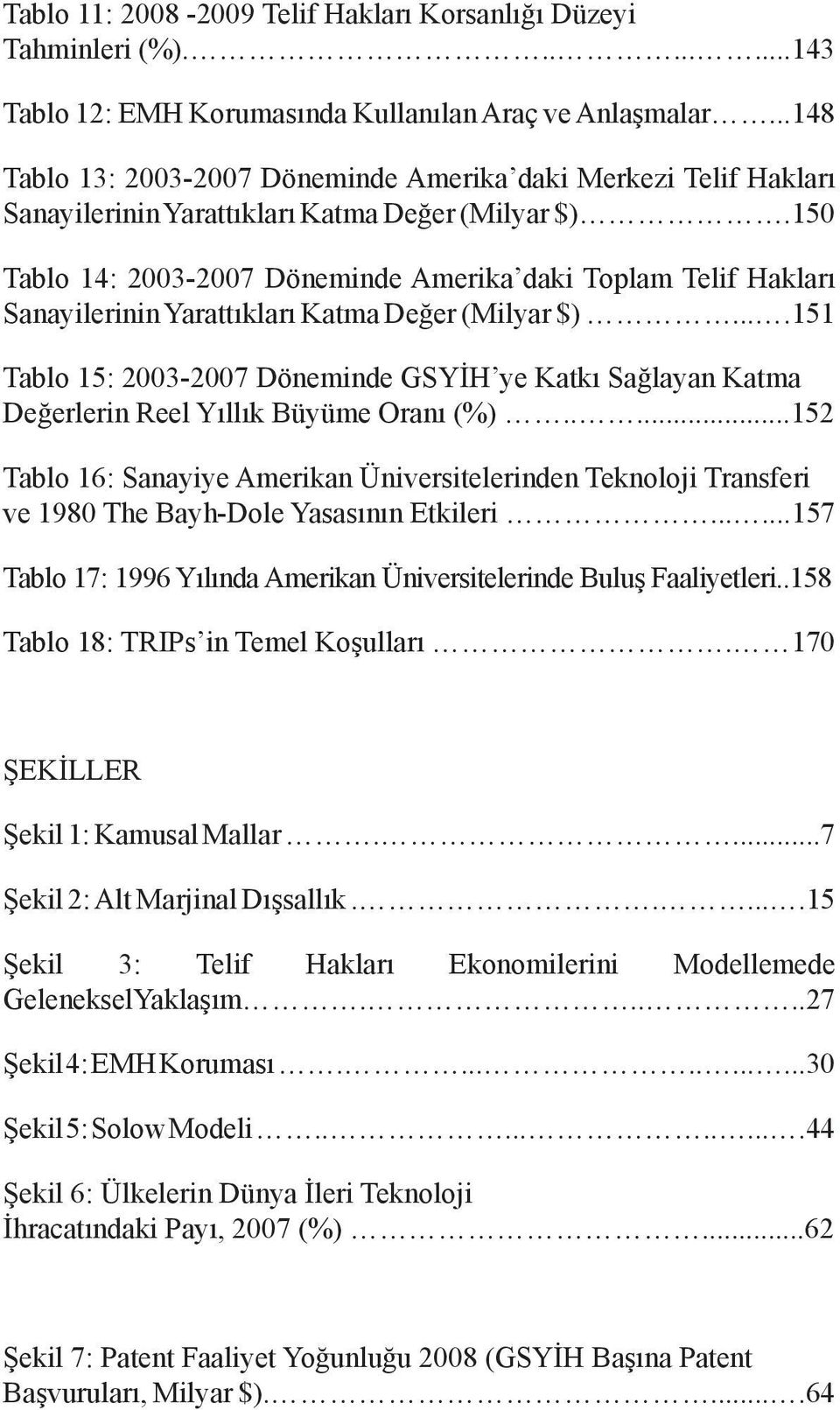 150 Tablo 14: 2003-2007 Döneminde Amerika daki Toplam Telif Hakları Sanayilerinin Yarattıkları Katma Değer (Milyar $).