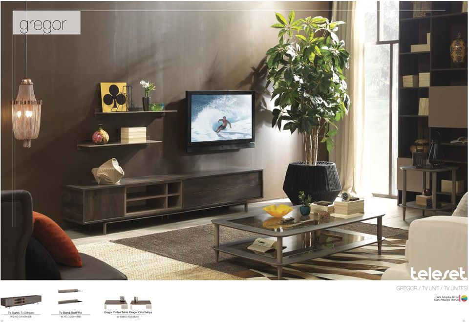 Sehpası Tv Stand Shelf/ Raf Gregor Coffee Table