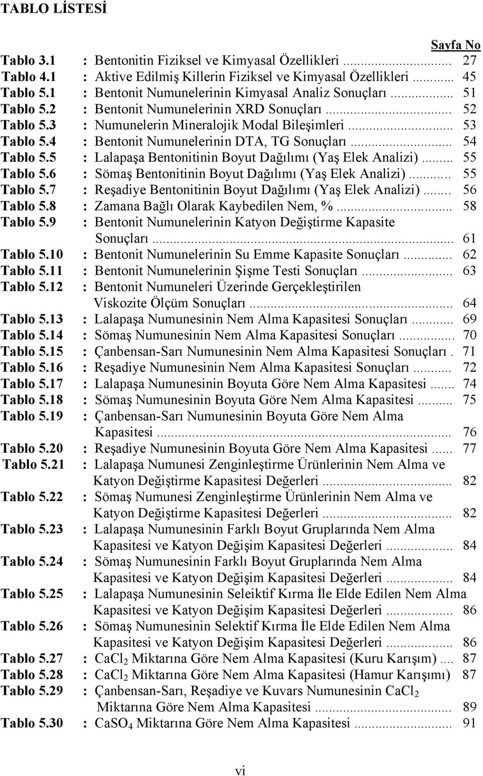 4 : Bentonit Numunelerinin DTA, TG Sonuçları... 54 Tablo 5.5 : Lalapaşa Bentonitinin Boyut Dağılımı (Yaş Elek Analizi)... 55 Tablo 5.6 : Sömaş Bentonitinin Boyut Dağılımı (Yaş Elek Analizi).