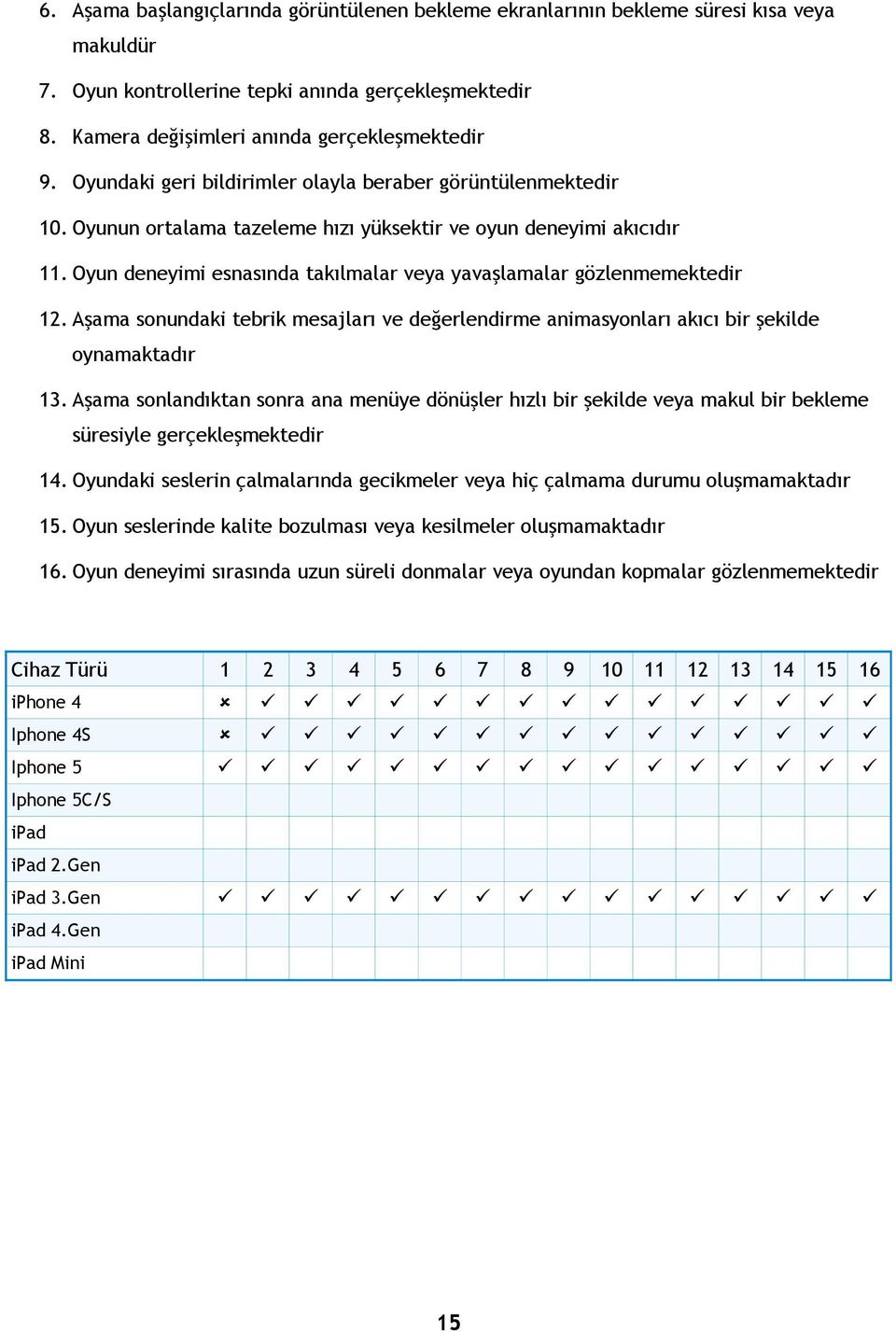 Oyun deneyimi esnasında takılmalar veya yavaşlamalar gözlenmemektedir 12. Aşama sonundaki tebrik mesajları ve değerlendirme animasyonları akıcı bir şekilde oynamaktadır 13.