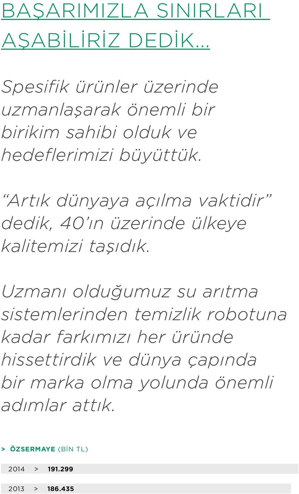 Artık dünyaya açılma vaktidir dedik, 40 ın üzerinde ülkeye kalitemizi taşıdık.