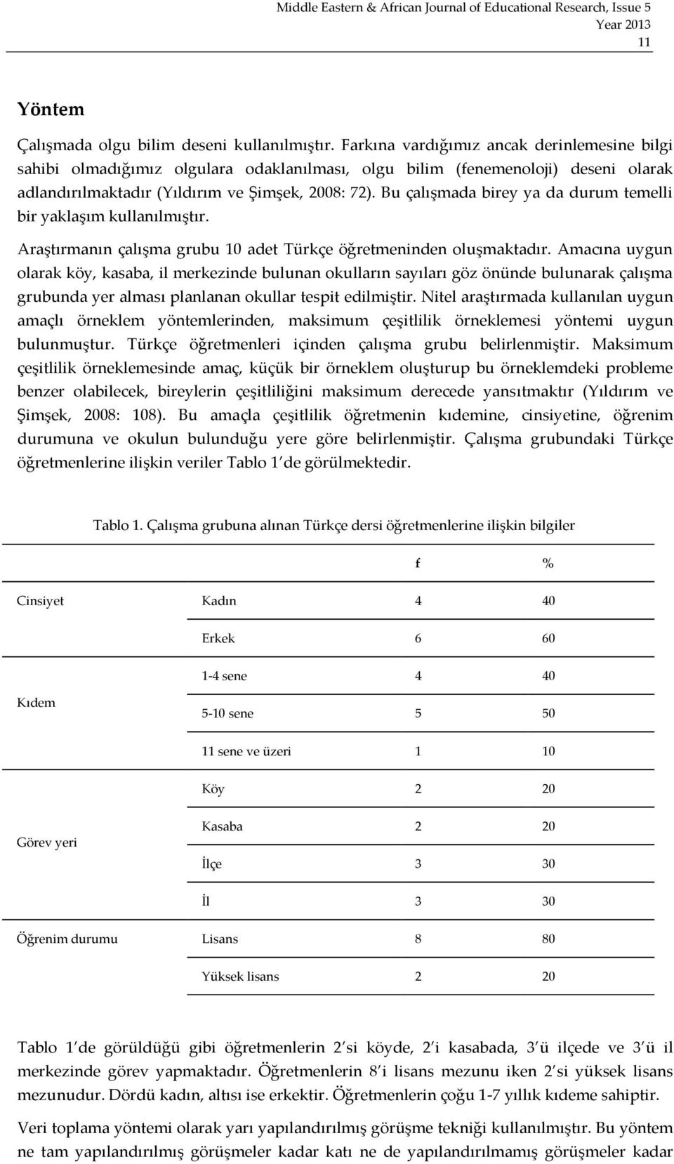 Bu çalışmada birey ya da durum temelli bir yaklaşım kullanılmıştır. Araştırmanın çalışma grubu 10 adet Türkçe öğretmeninden oluşmaktadır.